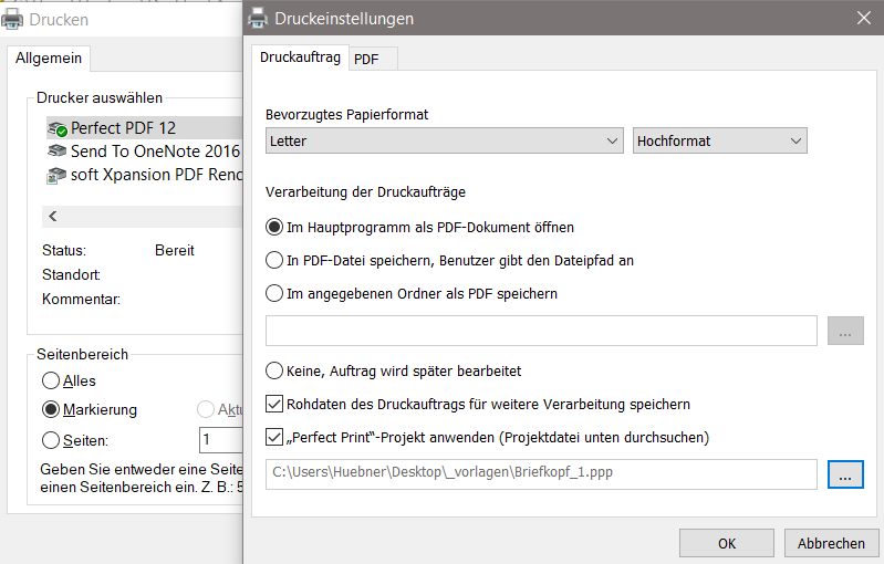Template via default printer Template via default printer