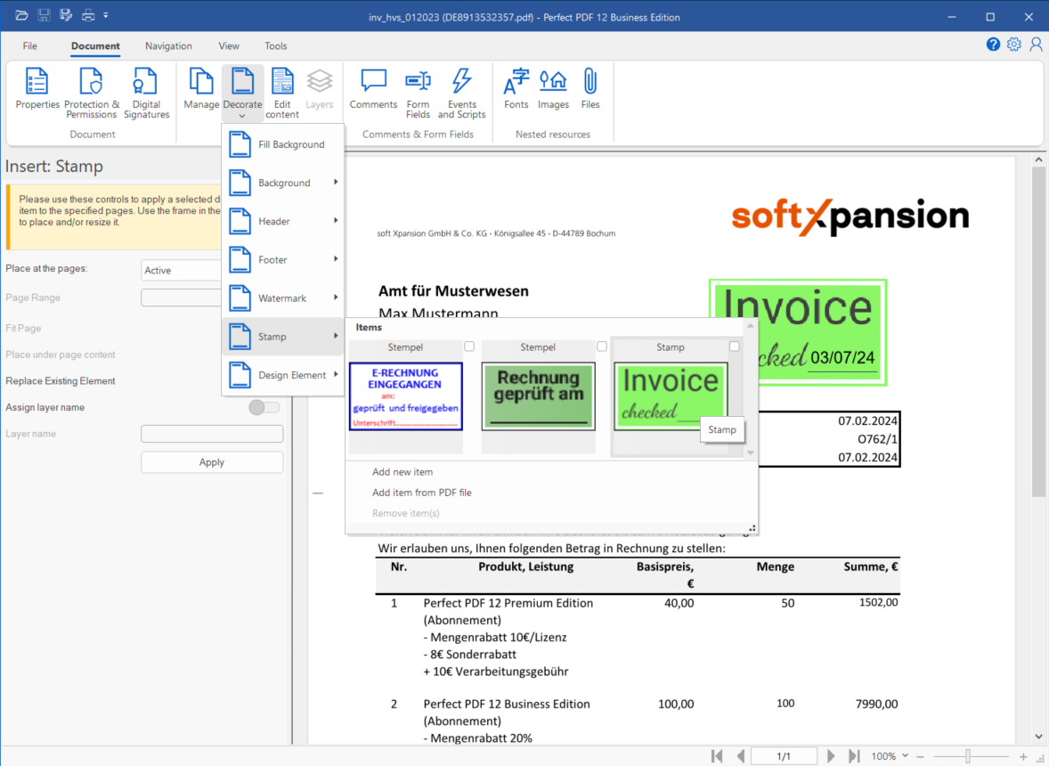 XRechnung properties